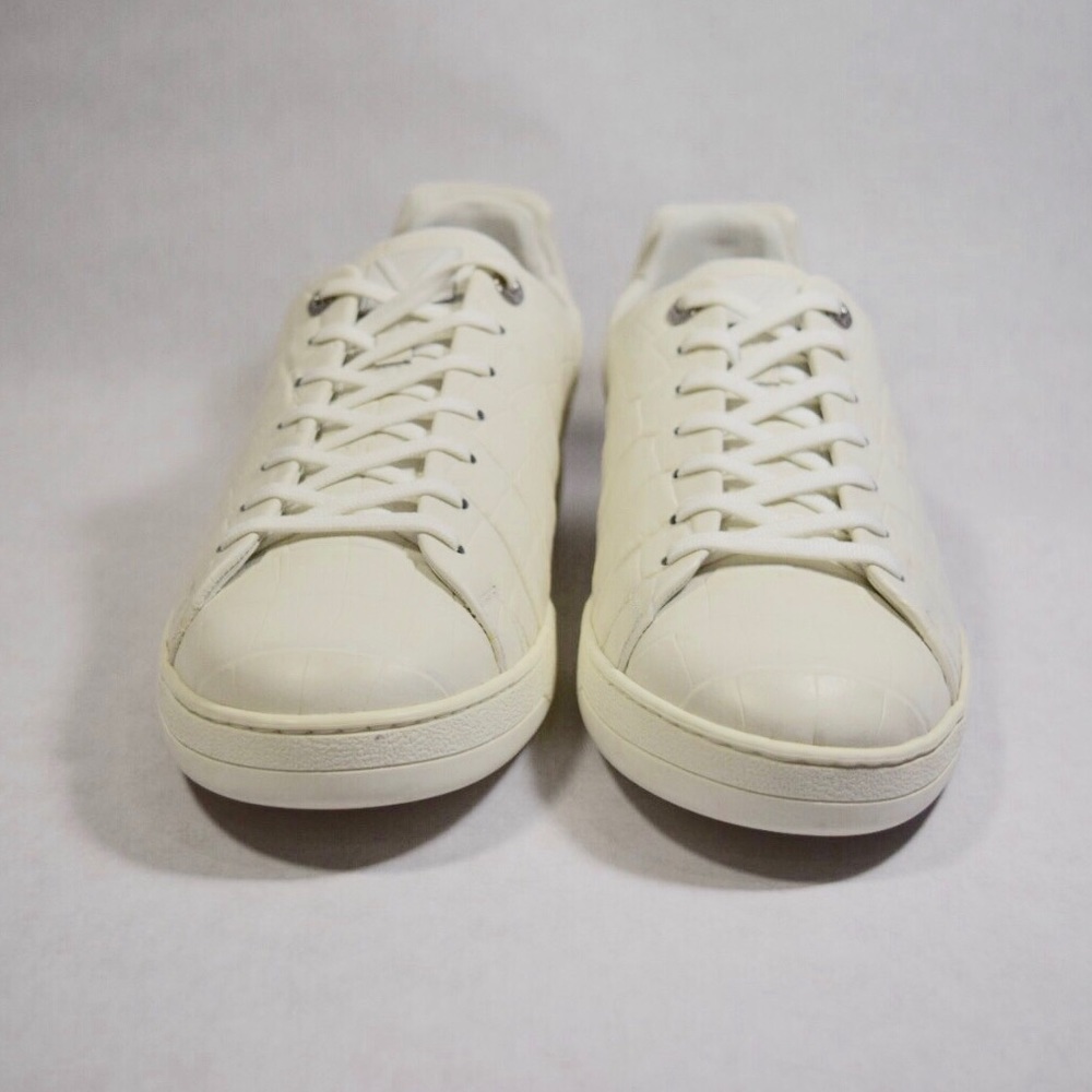 LV White Croc Embossed Frontrow Sneakers